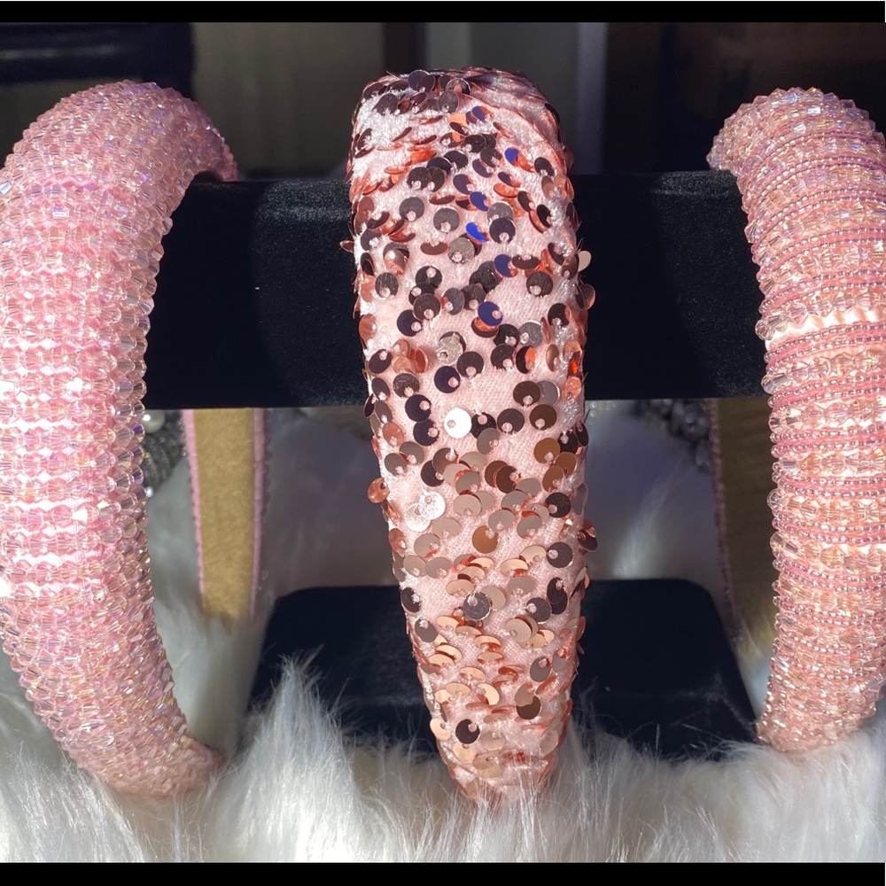 3 for $30 pink beaded and sequined headbands 😍